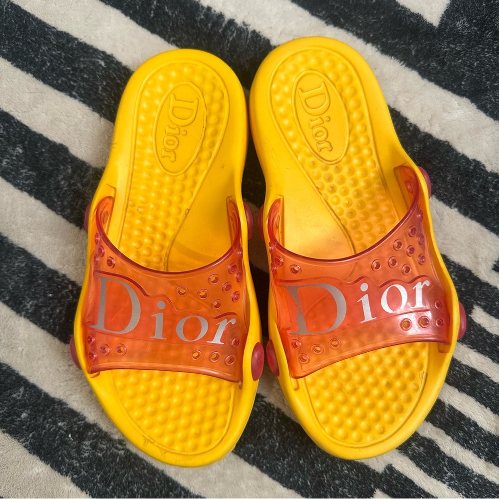 Dior Yellow and Orange Slide Sandals